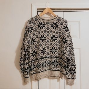 Vintage 100% cotton Robert Stock men’s snowflake knit alpine sweater